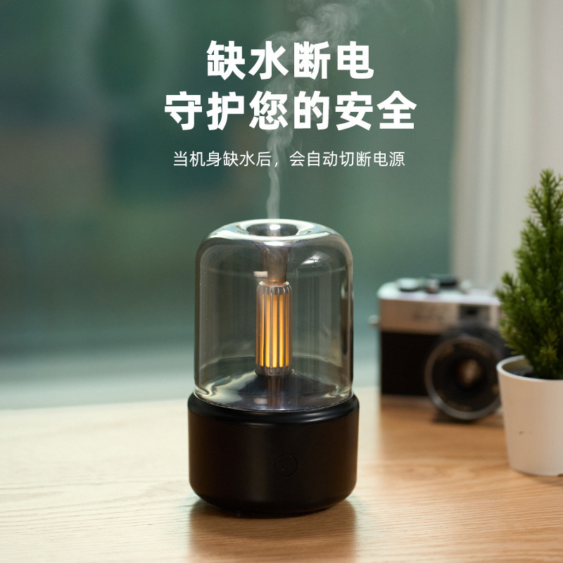 新款创意烛光香薰机 usb插电桌面氛围烛光灯家用香薰加湿器跨境|undefined