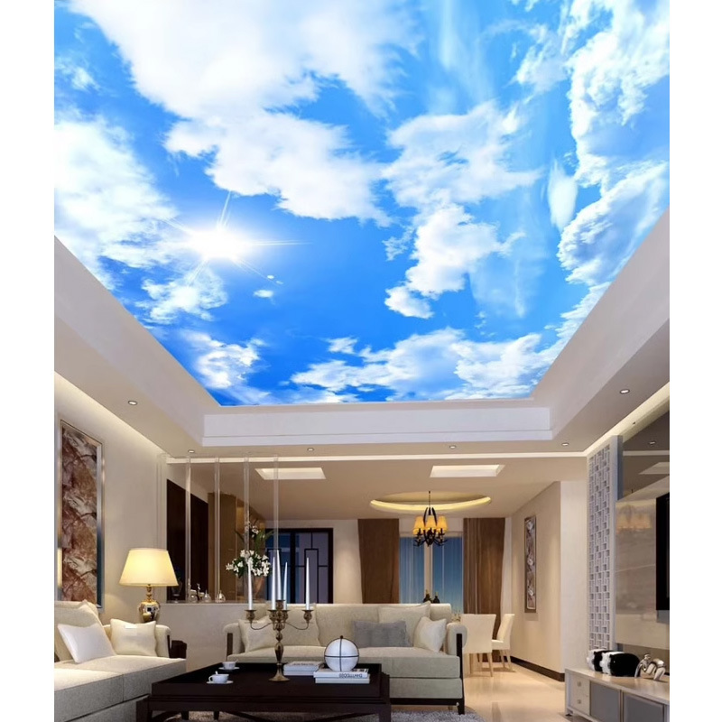 3D立体蓝天白云墙纸客厅天花板壁纸餐厅酒店吊顶棚屋顶天空壁画|undefined
