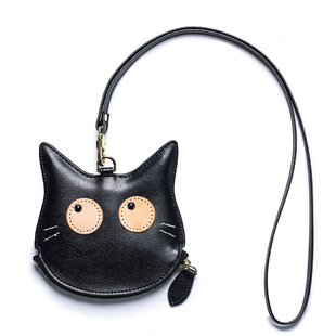 2024 New Casual Ladies Genuine Leather Halter Coin Purse High-End Cartoon Mini Card Holder Cute Storage Bag Trendy