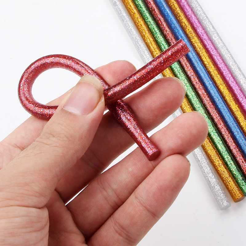 彩色热熔胶棒7mm闪光金葱荧光热溶胶条火漆蜡手工DIY超粘胶棒其他
