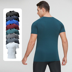 Men's Summer PRO Running Workout Top Tight Short Sleeve T-shirt High Elastic Cross-border Quick Dry Clothing