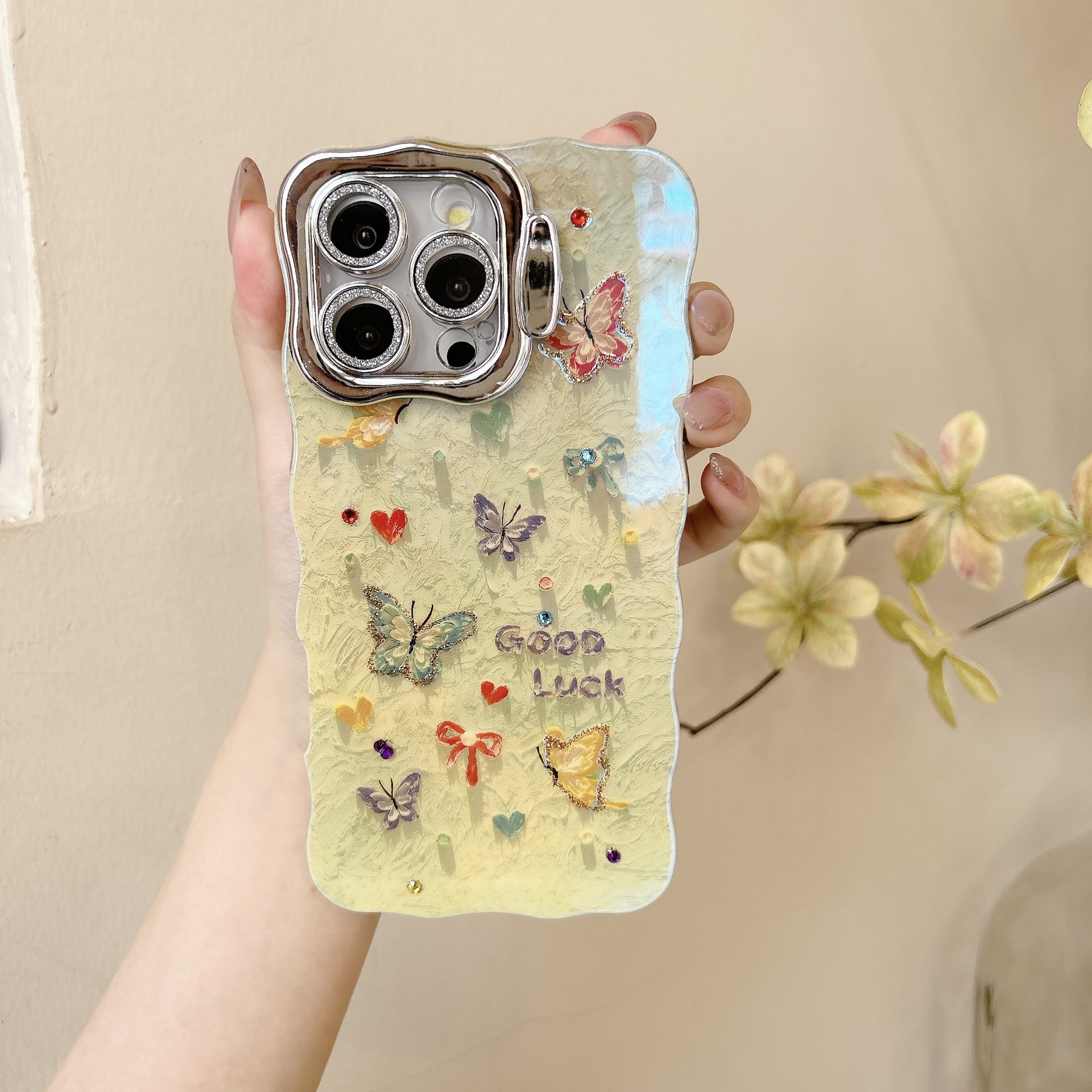 Nueva mariposa de pintura al óleo de fantasía para Apple 15Pro/16Pro funda para teléfono móvil 14/13 nueva 16ProMax mujer