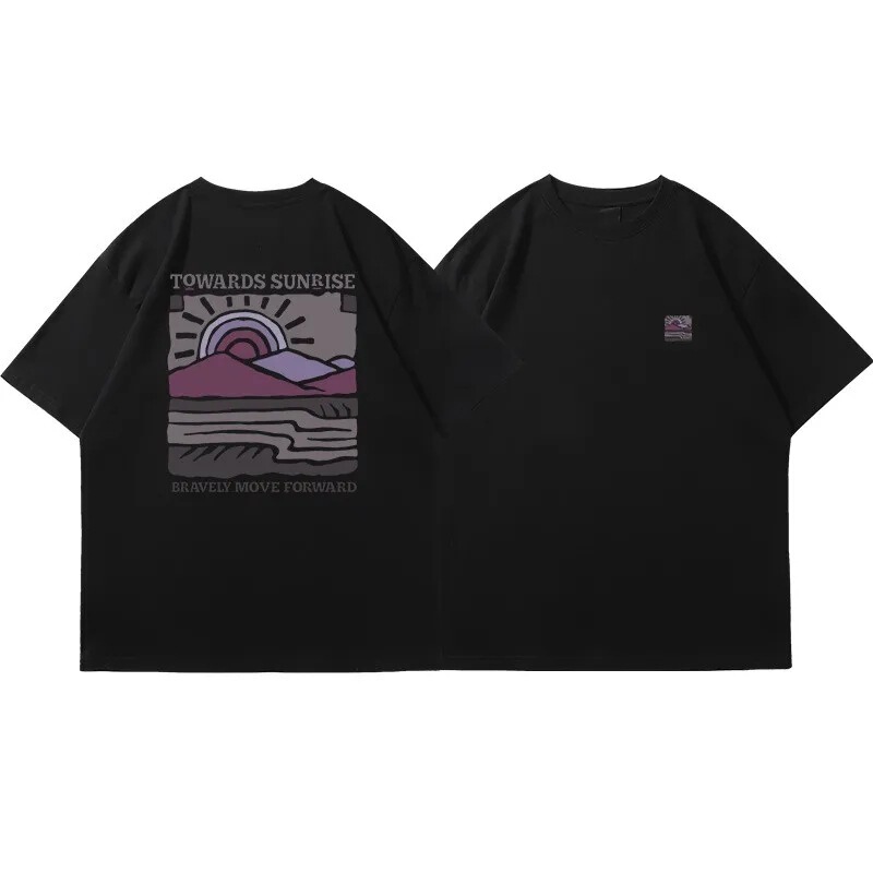 Retro Printed Short-Sleeved Cotton American-Style Casual Wear for Both Men and Women, Loose and Fashionable Tops, T-Shirts with Street Graphics Retro Printed Short-Sleeved Cotton American-Style Casual Wear for Both Men and Women, Loose and Fashionable Tops, T-Shirts with Street Graphics