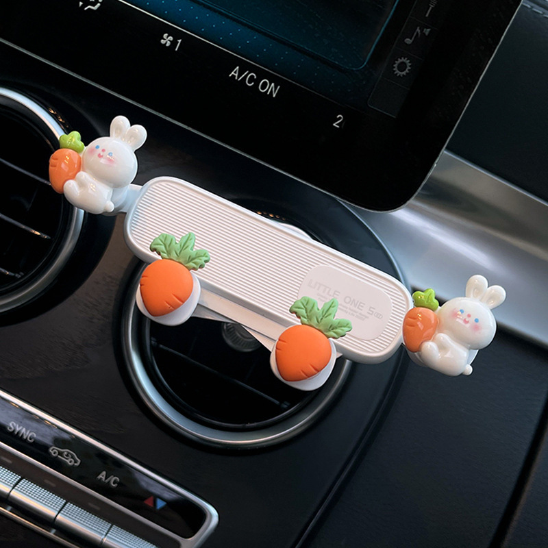 車載スマホホルダー ナビゲーション 車用 2025年新型 可愛いウサギ型 車載エアコン吹き出し口用 固定スタンド|undefined