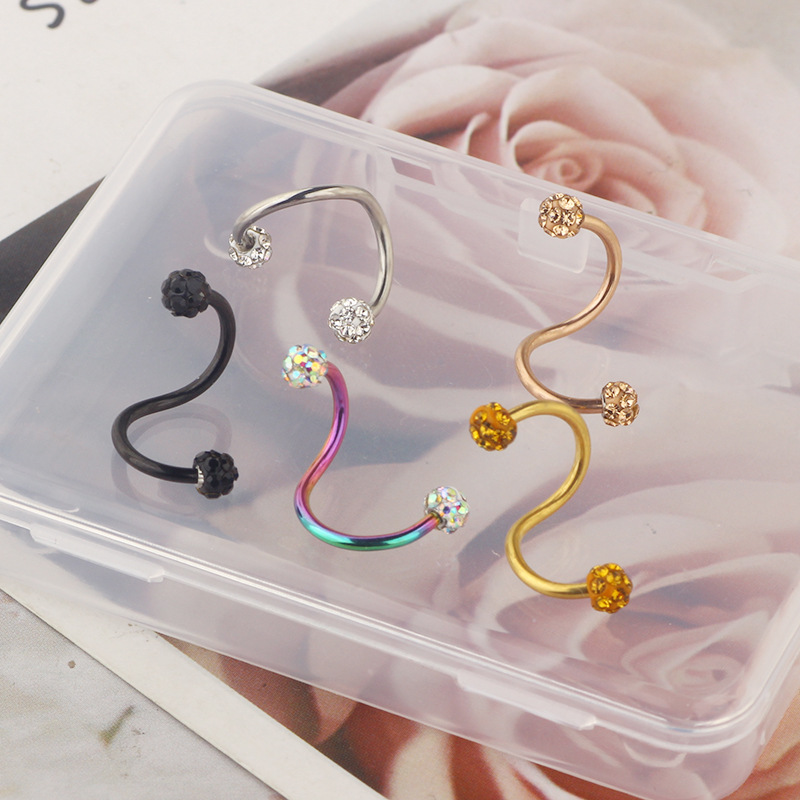 New Korean Geometric Star Stainless Steel Ear Stud 16G S Rod Body Piercing Jewelry detail image 17