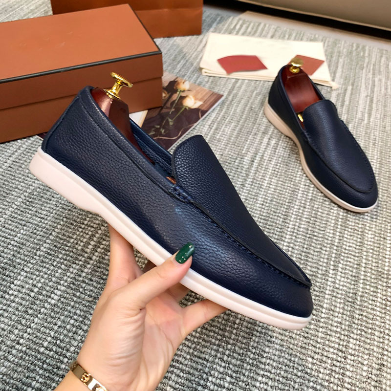 Mocasines de cuero genuino para hombre, mocasines de estilo británico, cómodos zapatos planos sin cordones para parejas, pedidos originales de comercio exterior
