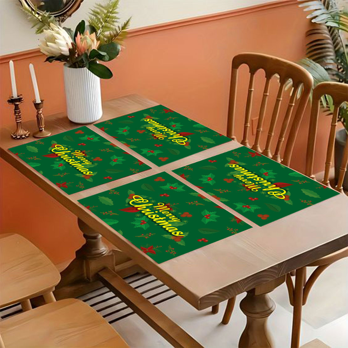 Weihnachtstischsets Leinen Mahlzeit Western Restaurant Isoliermatte Küchendekoration Tischset_voghion.com