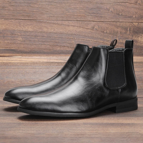 ①E 164 Large Size 38~50 Men Ankle Boots Leather Chelsea
