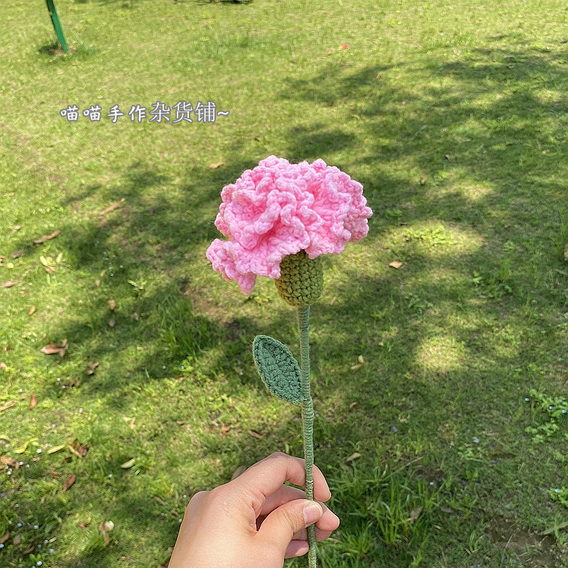 完成した手織りバラ、スズラン、ヒマワリ、造花、ウールニットブーケ、花飾り、ギフト|undefined