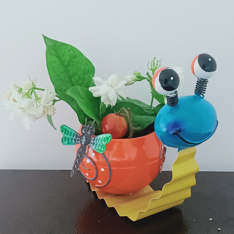 クロスボーダーメタルフラワーポット、多肉植物ポット、家のデスクトップ、バルコニー、中庭の装飾、カタツムリのクリエイティブな装飾品|undefined