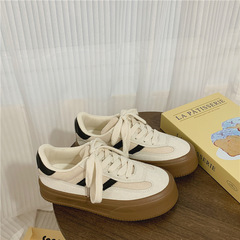 韓系百搭絨面小白鞋女學生秋季甜美學院風潮流板鞋2023運動休閒鞋