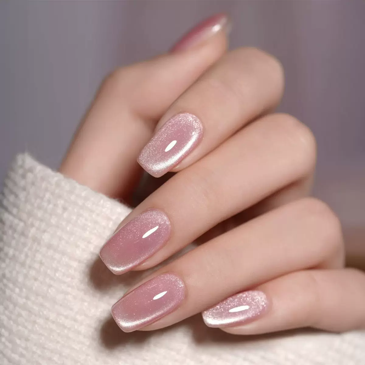 猫眼穿戴甲纯色温柔系可拆卸假指甲美甲片成品批发Press on nails