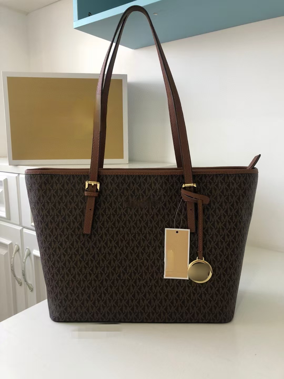 MK Shopping Bag for Women 2024 New Genuine Leather Large Capacity Shoulder Bag Luxury Commuter Cowhide Tote Bag - Thumbnail 8