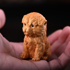 崖柏木雕生肖狗金毛犬工藝品家居小擺件旺財萌寵泰迪治癒系小狗狗