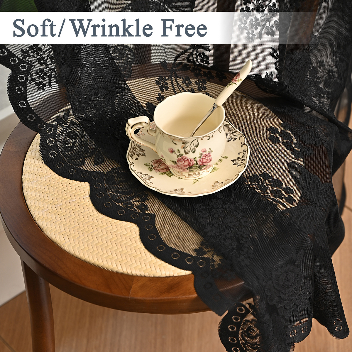 Nuevo encaje tejido por urdimbre transfronterizo, flor de amor de mariposa, doblado, malla de ventana, transponible, cortina terminada semisombreada, emisión en stock de TEMU