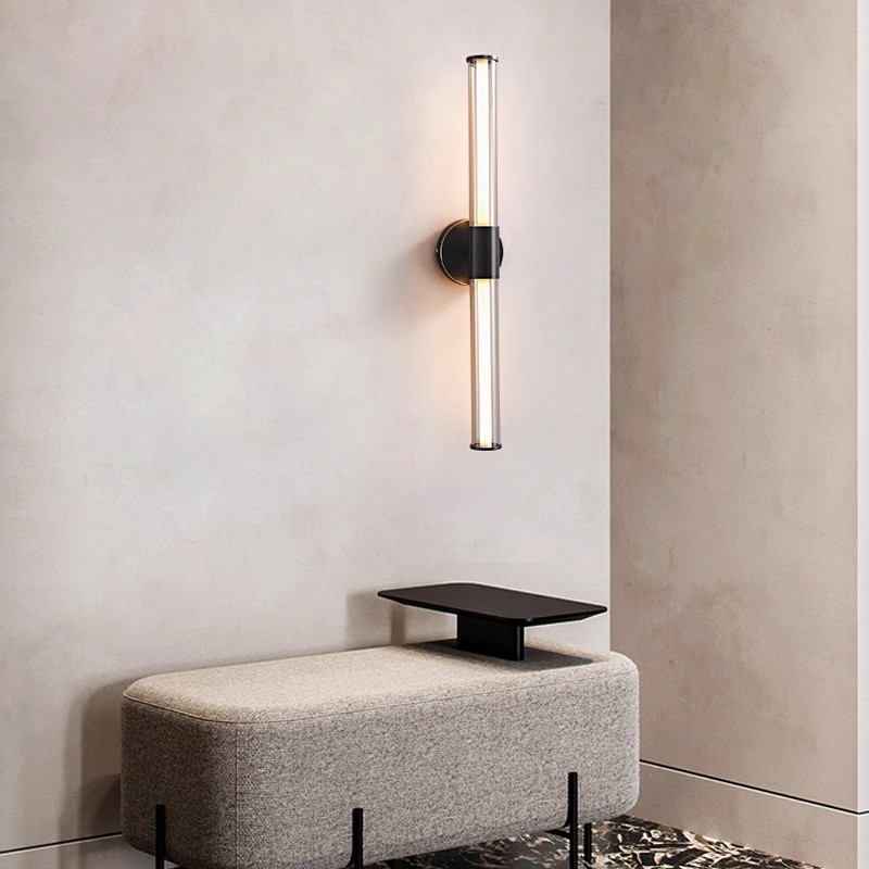 Copper minimalistic glass sconce for mirror