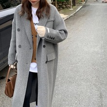 跨境新款毛呢外套女2023韩版灰呢子胖MM宽松百搭大衣潮ins女