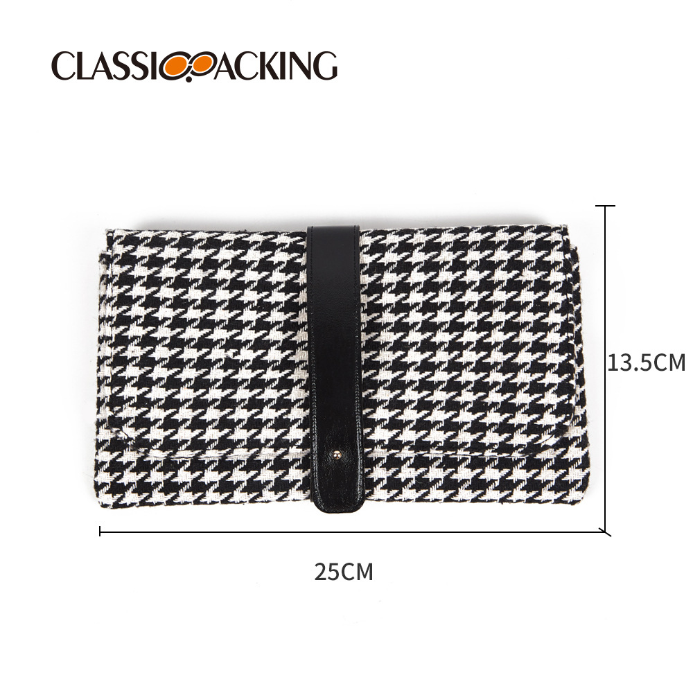 Bolso de alto grado del todo-fósforo de las mujeres del embrague de aspecto alto bolso multifuncional del almacenamiento del houndstooth bolso de la identificación del monedero de la moneda