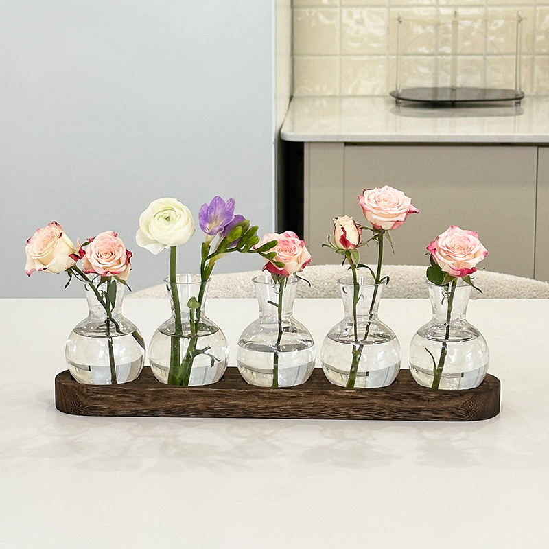 インスタイル木製フレーム水耕栽培透明花瓶ポトス植物フラワーアレンジメントリビングルームオフィスデスクトップクリエイティブ装飾|undefined