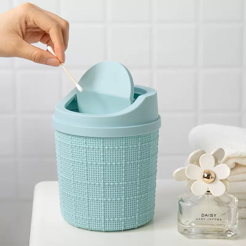 亿美创意迷你带盖桌面垃圾桶小号家用摇盖式垃圾筒办公分类收纳