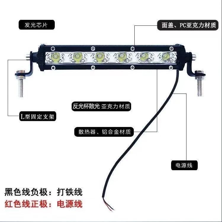Car Single Row Led Strip Spotlight 12V24V Bar Light Truck Ceiling Light Mid-Grid Strobe Light Super Bright High Beam