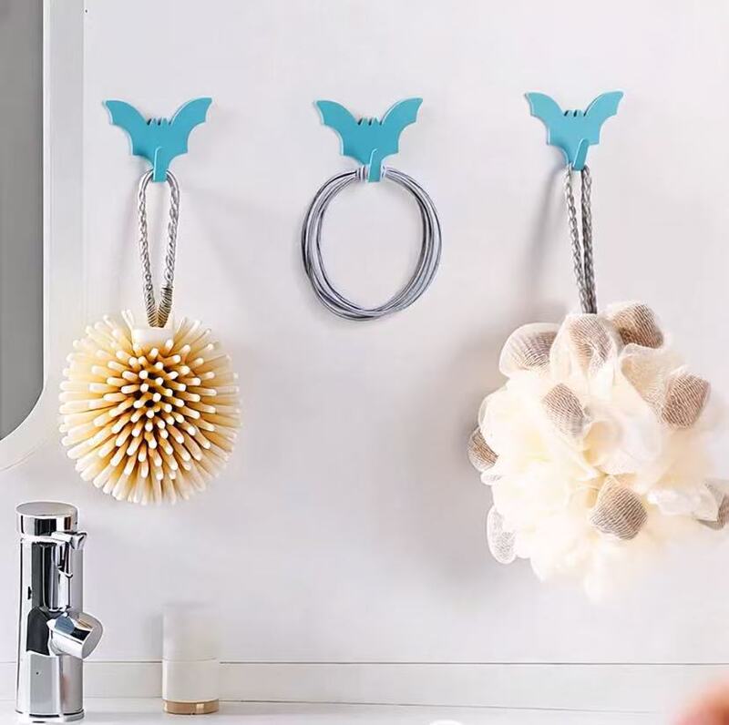 Factory Direct Sales Bat Hook, No Punching, Traceless Adhesive Hook, Bathroom Kitchen Wall Cloakroom Storage Hook, No Nails