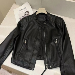 2025春季复古拉链短款百搭皮衣外套新款时尚流行夹克机车服上衣女