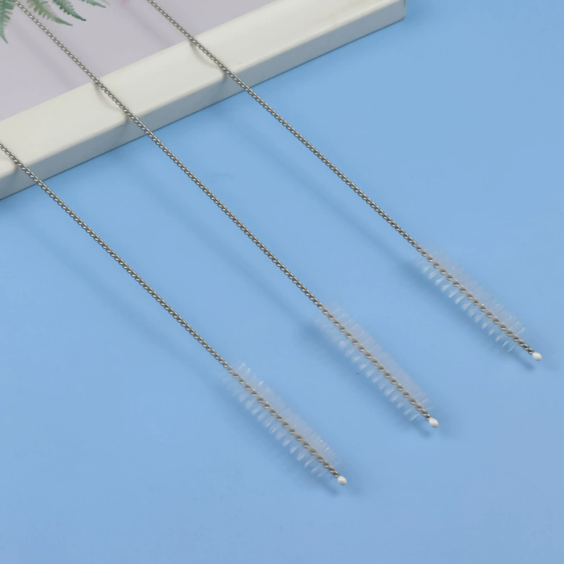 Фабрика прямой 304 нержавеющая сталь всасывающая трубка щетка детская мягкая щетка нейлоновая щетка Детская щетка для пробирки из стеклянной бутылки