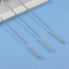 Manufacturer Direct Sale 304 Stainless Steel Straw Brush Baby Soft Brush Nylon Brush Children Water Cup Glass Bottle Test Tube Brush