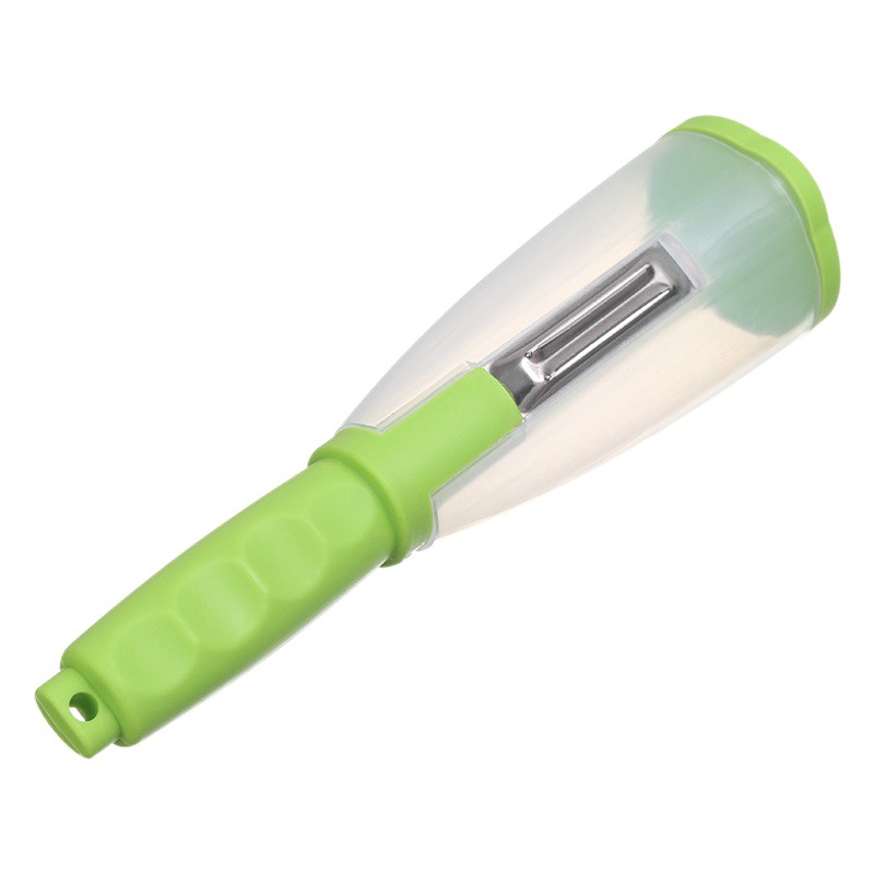 Pelador multifuncional con recipiente incorporado, ideal para frutas y verduras, utensilio práctico de cocina