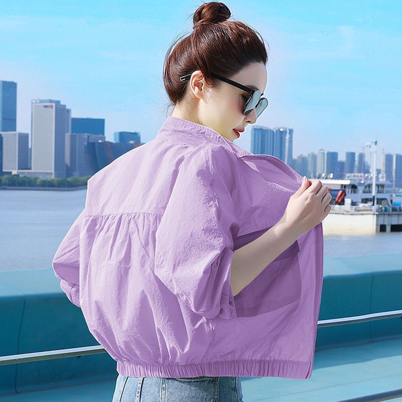 Women's Sun Protection Clothing 2026 Summer New Style Stand Collar Loose Short Casual Quick-Drying Breathable Fresh Style T-Shirt Jacket