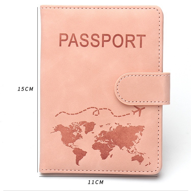 New Anti-Magnetic World Map Passport Holder PU Leather Multi-Function Passport Book Magnetic Clasp Airplane Ticket Holder Wholesale