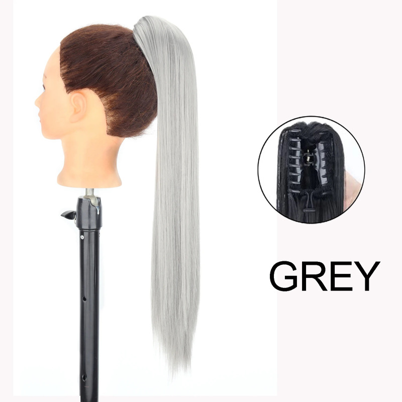 22inch 爪クリップストレートヘアポニーテール化学繊維かつら女性ロングストレートふわふわハイポニーテール|undefined