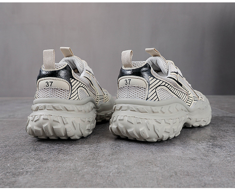 Giày sneaker chunky đế dày lưới thoáng khí xuân hè — Màu sâm panh chi tiết 15