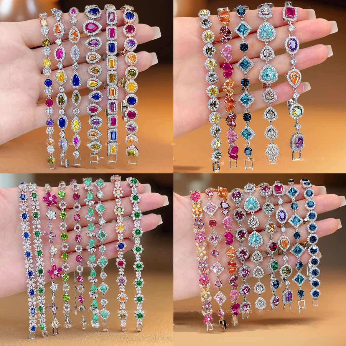 Dopamine Zircon Geometric Buckle Bracelet Exquisite Super Flash Bracelet Accessible Luxury High-End Fashion Versatile Hand Jewelry for Women