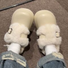 厚底增高毛毛雪地靴女2025秋冬新款高颜值加绒保暖一脚蹬勃肯棉鞋