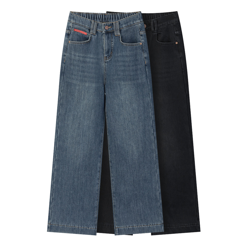 Plus-Size Women's Fleece-Lined Jeans, Extended Length, New for Autumn and Winter 2025, for Curvy Women, 100kg Half-Elastic Waist, Stretchy Straight-Leg Pants Plus-Size Women's Fleece-Lined Jeans, Extended Length, New for Autumn and Winter 2025, for Curvy Women, 100kg Half-Elastic Waist, Stretchy Straight-Leg Pants