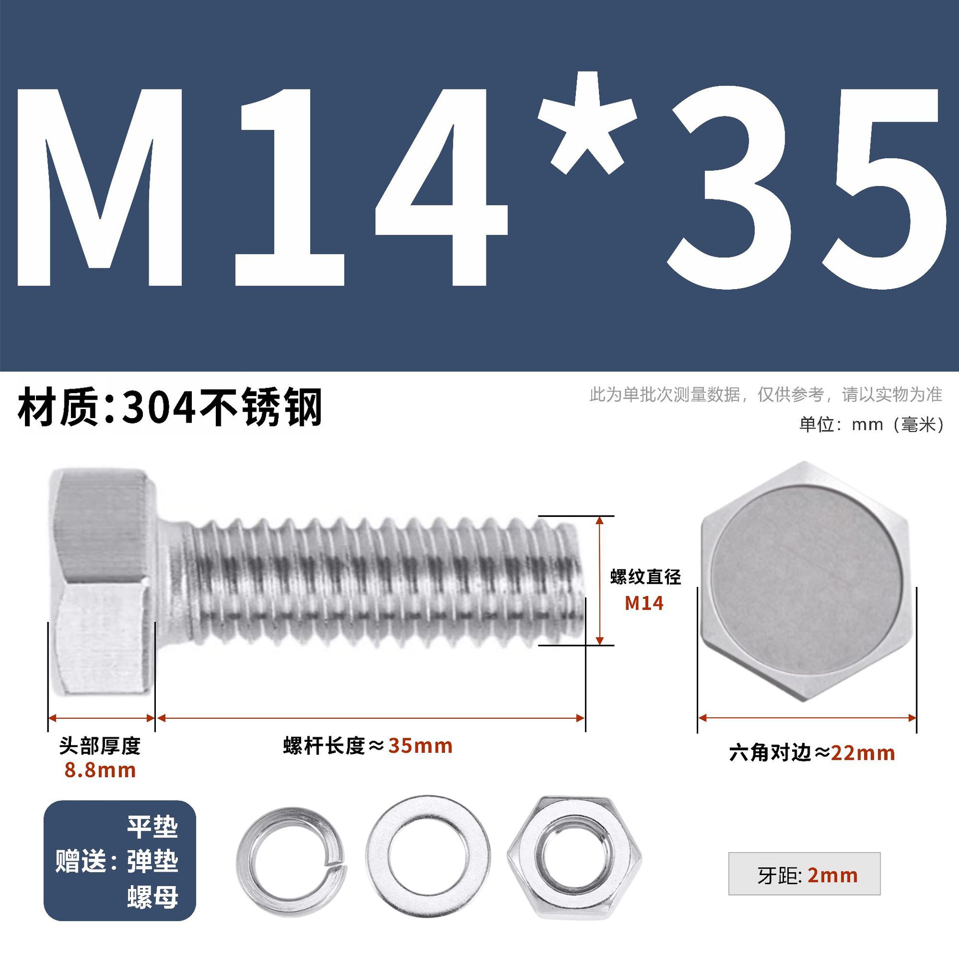 304 acero inoxidable tuerca perno hexagonal conjunto de accesorios de almohadilla de resorte M3M4M5M6M12 image 164