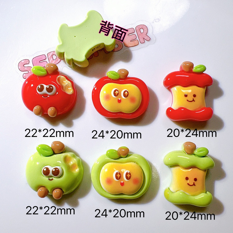 树脂饰品配件发夹发饰diy材料奶油胶手机壳鞋帽服饰贴片笑脸苹果|undefined