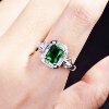 Fashionable rectangular tourmaline one size ring, zirconium