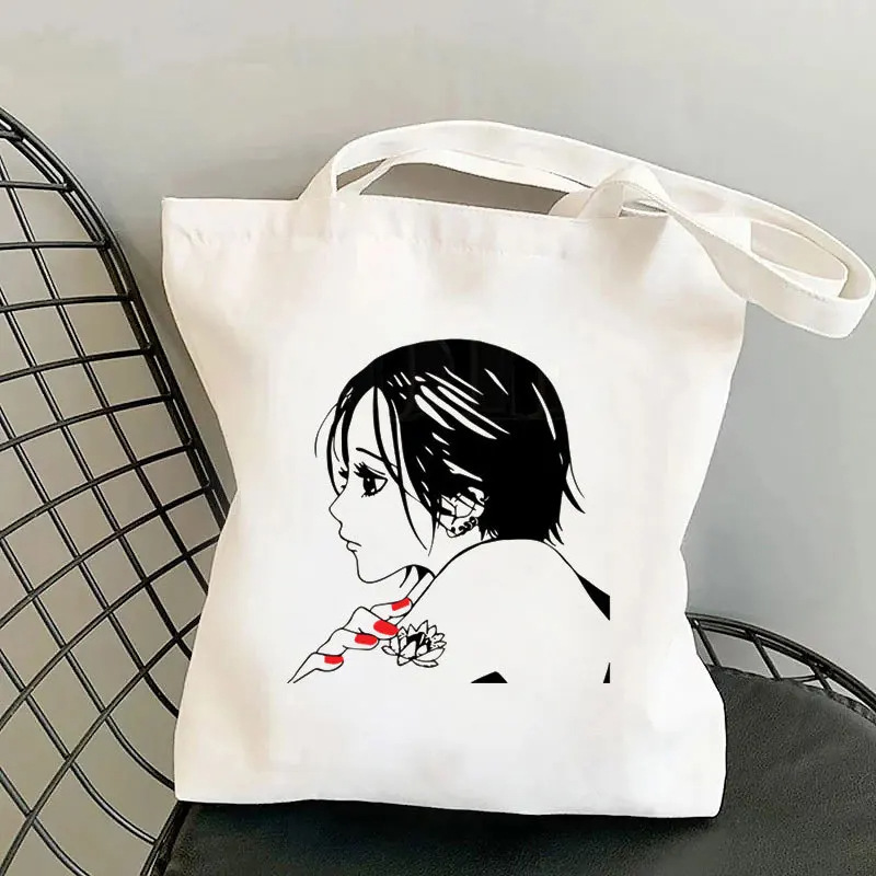 日本漫画动漫白色手提包休闲帆布袋肩包可折叠大容量购物腋下包