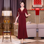 2025高端轻奢高级感红色鱼尾裙喜服婚礼妈妈结婚礼服喜婆婆