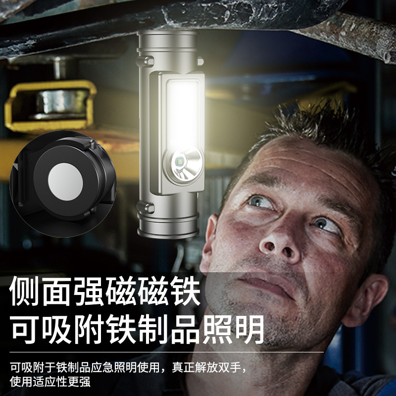 ヘッド式強い光の懐中電灯ledは磁石のヘッドライトを持っています。|undefined