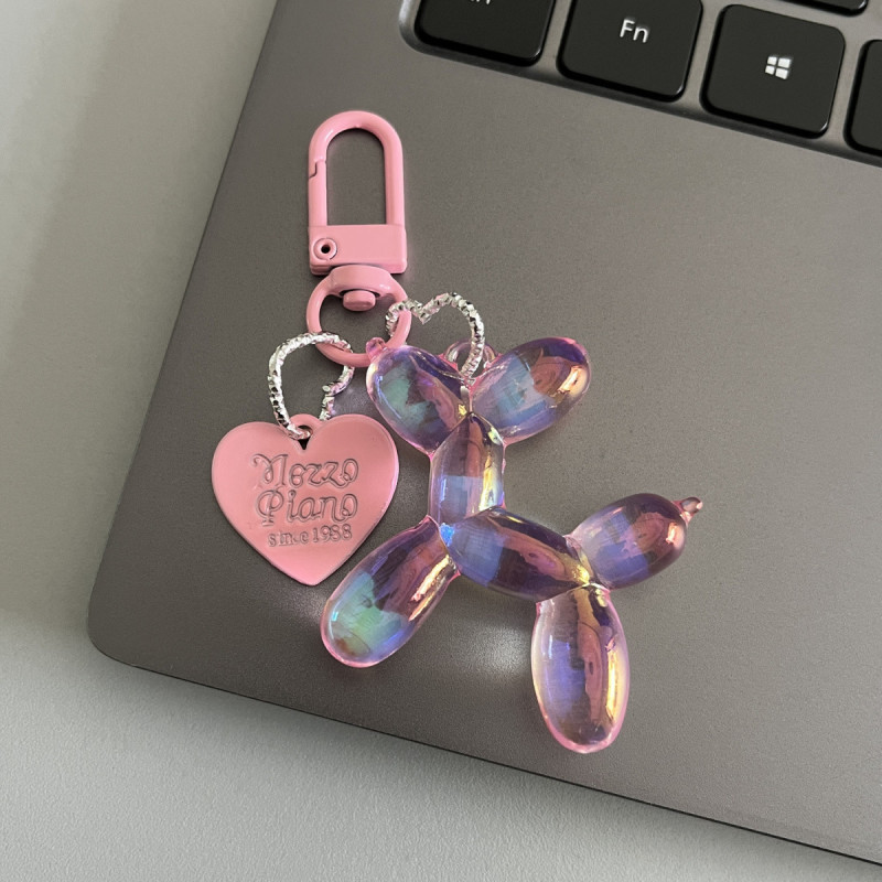 Creative DIY Balloon Dog Colorful Paint Keychain Door Buckle Peach Heart Alloy Sheet Bag Accessories Car Key Chain