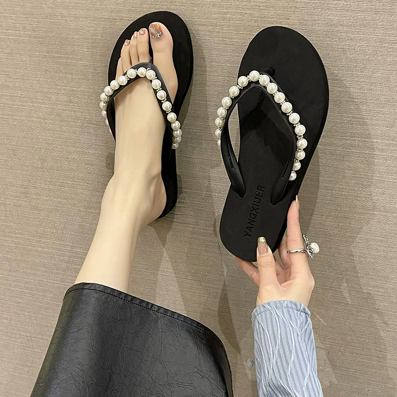 Шлёпанцы Pearl, пляжные шлёпанцы, тапочки, обувь, корейский стиль, коллекция 2023 года, пляжный стиль