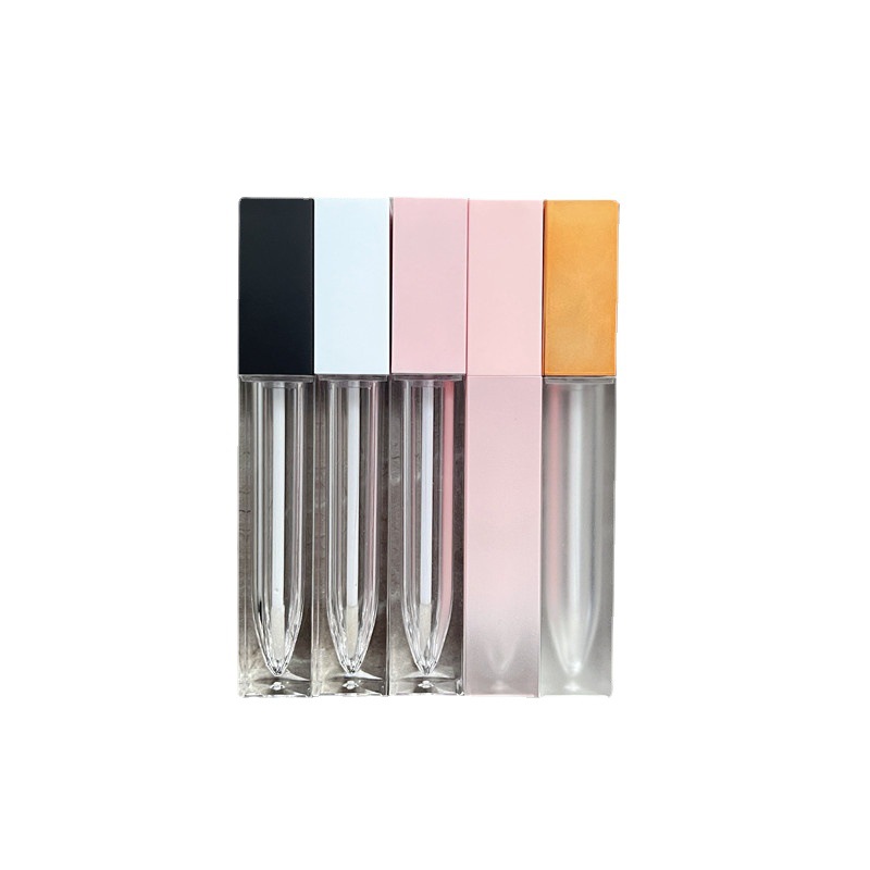 Fábrica en stock al por mayor cuadrado simple blanco 6ML tubo de brillo de labios tubo de lápiz labial tubo de esmalte de labios tubo vacío logotipo imprimible