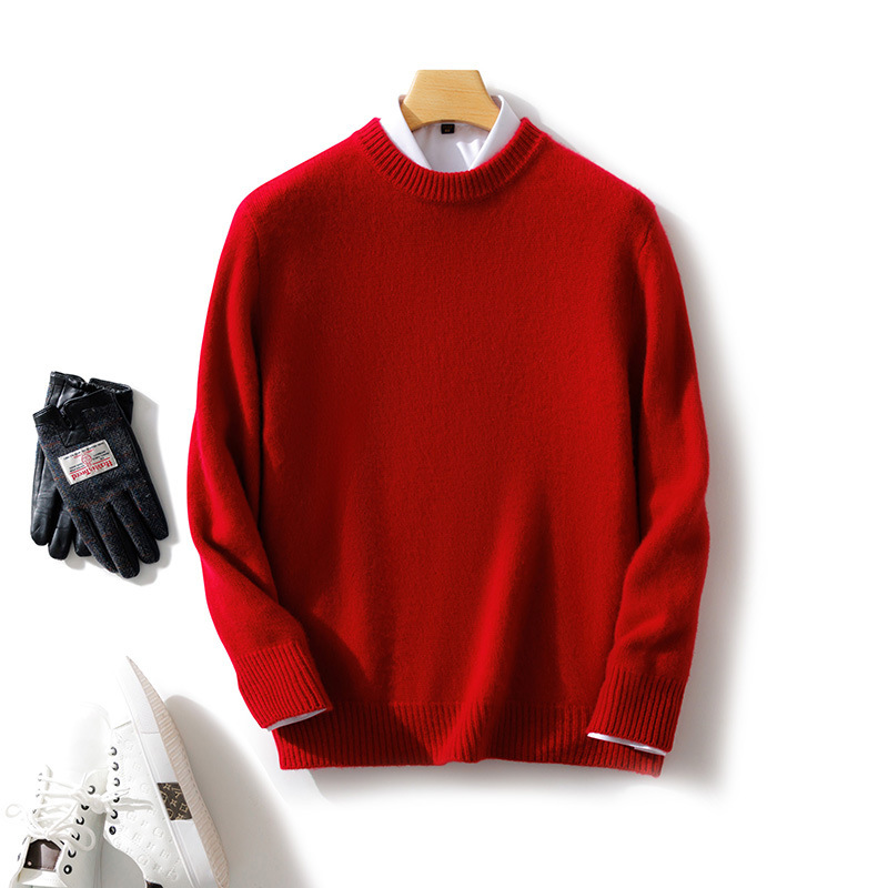 Autumn and Winter Inner Sweater Men's Crewneck Pullover Knitted Base Shirt Long Sleeve Thick Warm Wool Sweater Cross-border Hair