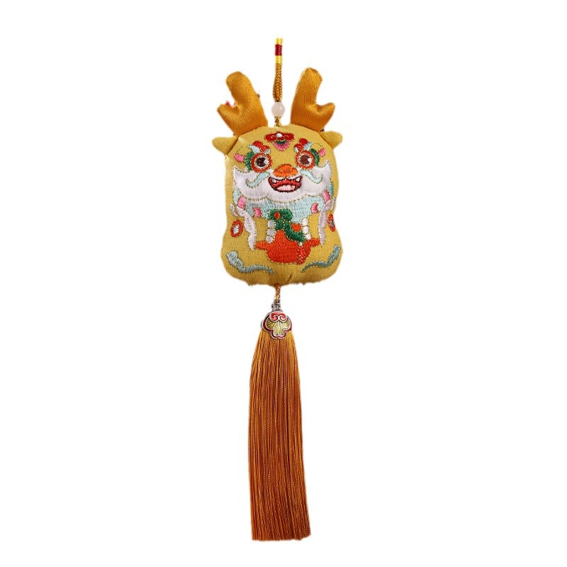 Bolsita del Festival del Bote del Dragón Bolsita bordada de estilo antiguo Hanfu Colgante del año del dragón Bolsita de marea nacional Adornos borla Regalo de bebé dragón