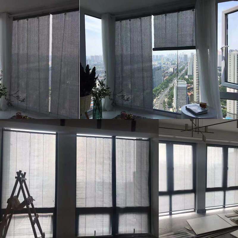Balcony Punch-Free Translucent Sunshade Glass Sun Protection Heat Insulation Cooling Adjustable Roller Blind Rainproof Waterproof Curtain