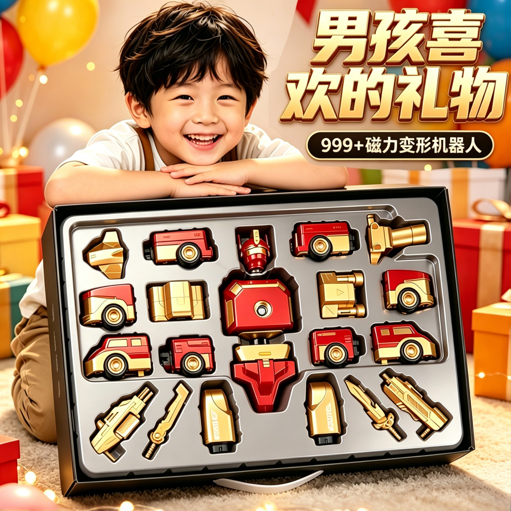 2026 New Magnetic Robot Kidsren's DIY Assembly Toy Creative Transforming Car Boy's Birthday Gift